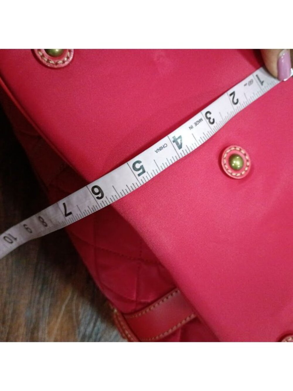 J. Crew Quilted Red Nylon Tote Bag With Leather Trim - Picture 9 of 10